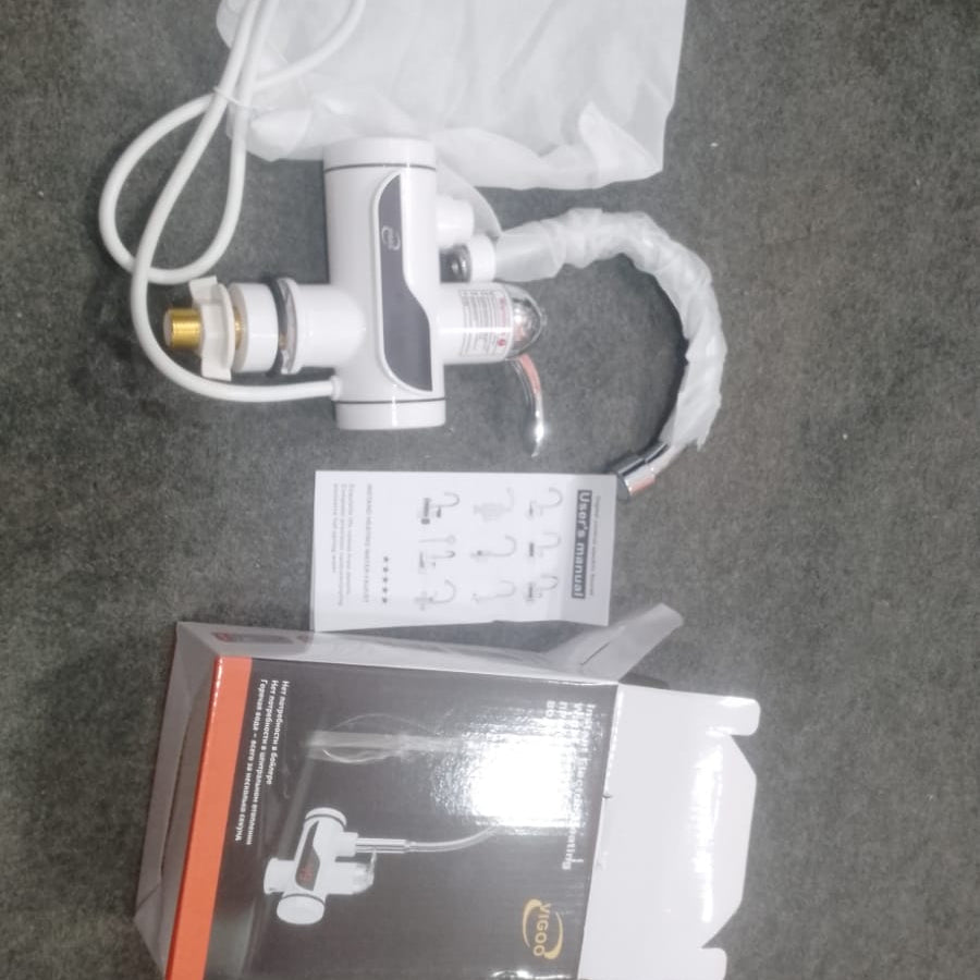 Sherice Instant Electric Heating Faucet: Tankless Hot Water Tap with Digital LED Temperature Display and Rotating Swivel Spout for Kitchen and Bathroom