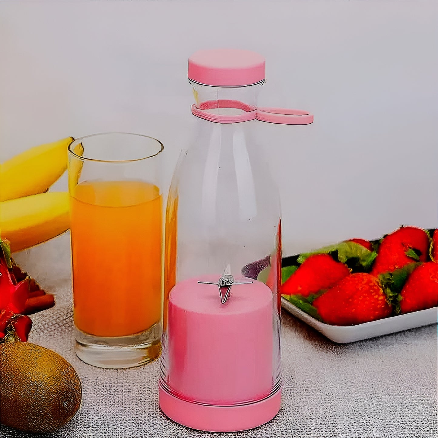 Mini Portable Blender Rechargeable Electric Fruit Juicer Mixers Rechargeable - 420ml ( Random Color )